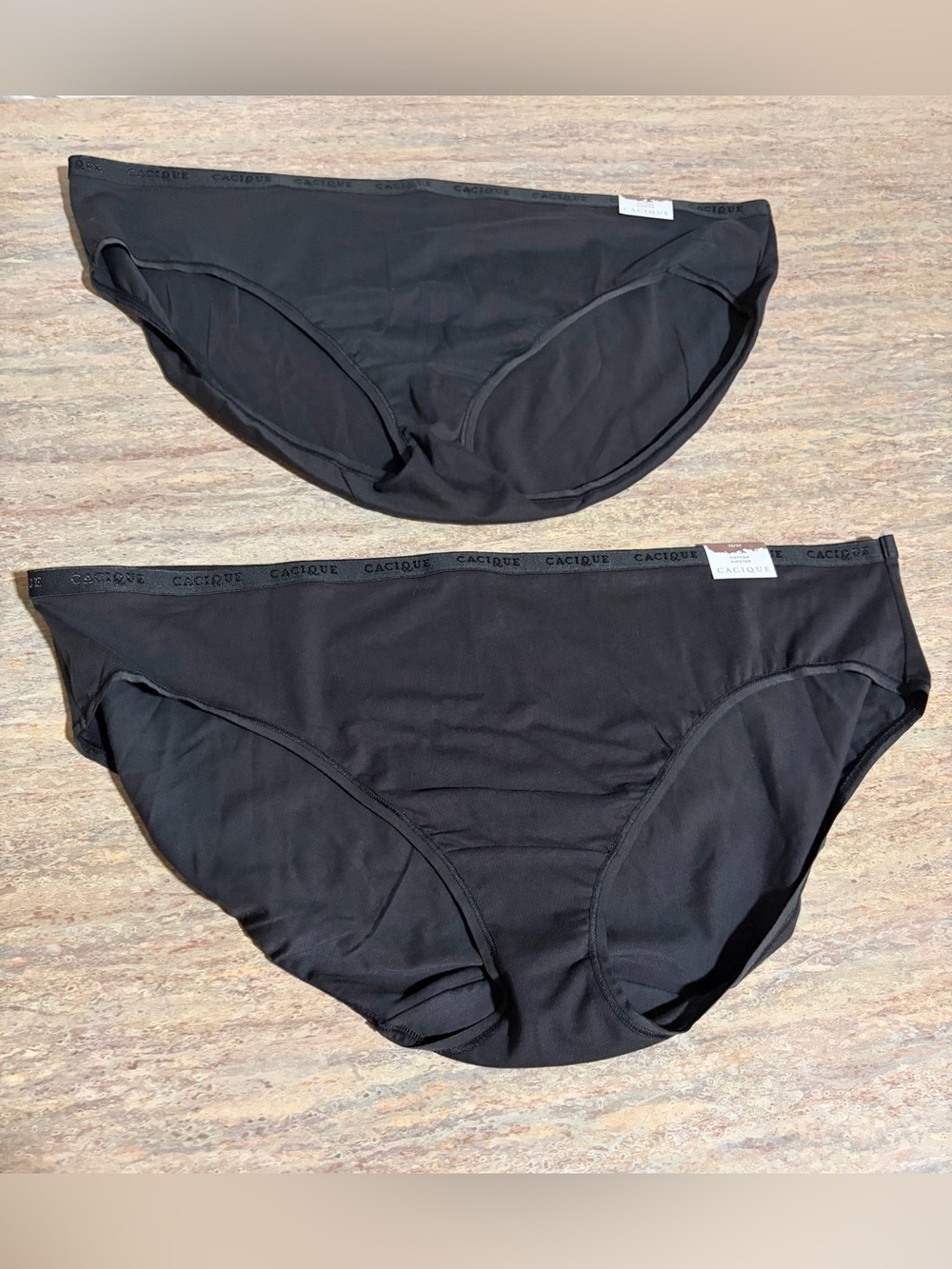Cacique 2-Black Cotton Hipster Plus Size Panties Size 22/ 24